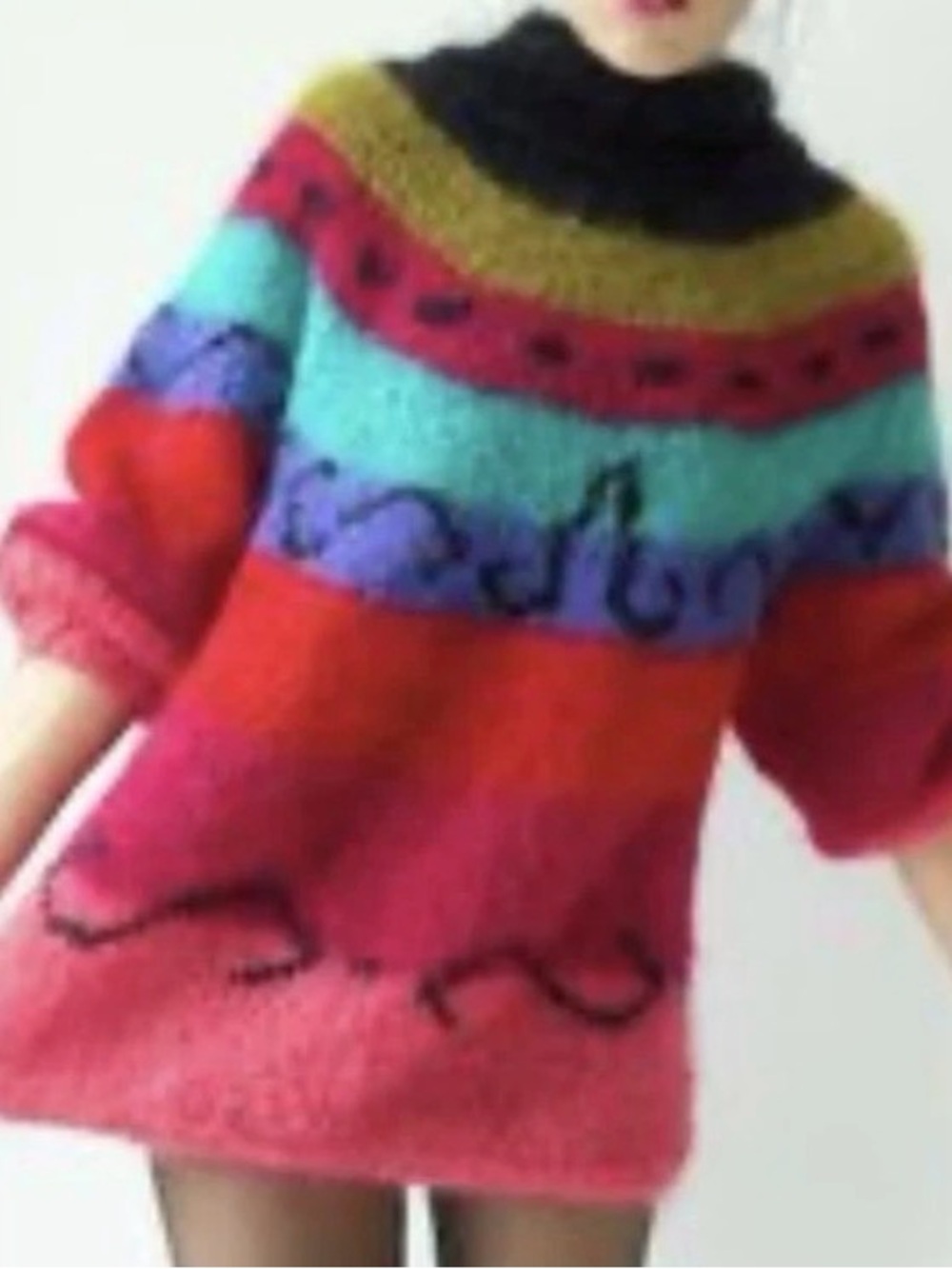 Gianni Cantaloni Mohair Sweater Size Medium Vintage Pink Multicolor
